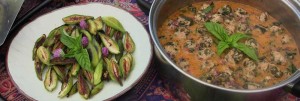 Sauteed milkweed pods and lambsquarters meatballs